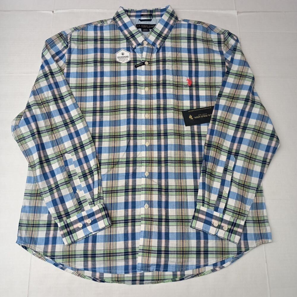 U.S. Polo Assn. Button Woven Shirt Mens 2XL Multicolor Plaid